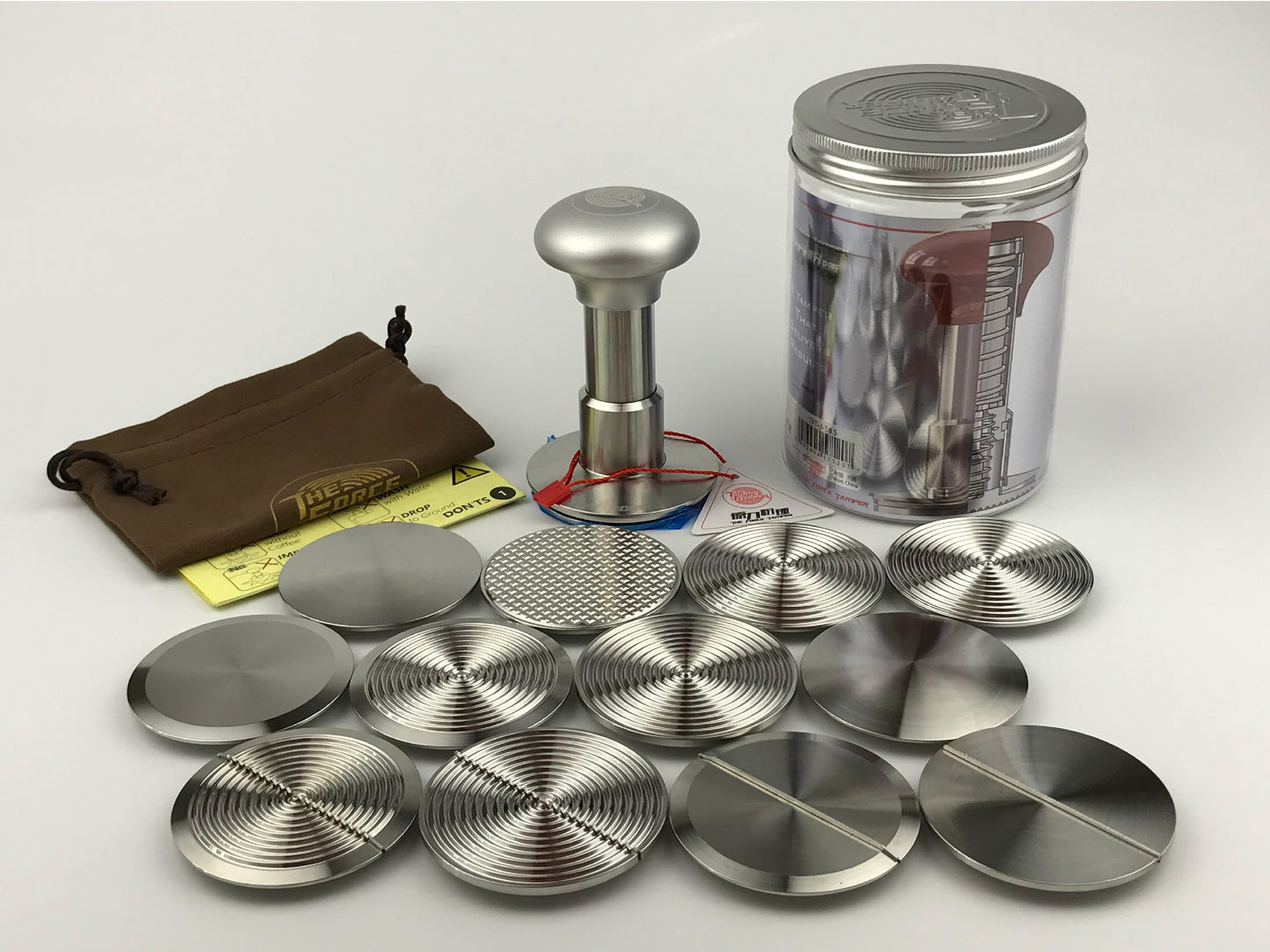 Automatic Impact-Adjustable Constant Pressure-Autoleveling Matte Silver Jellyfish AL Handle Coffee Tamper