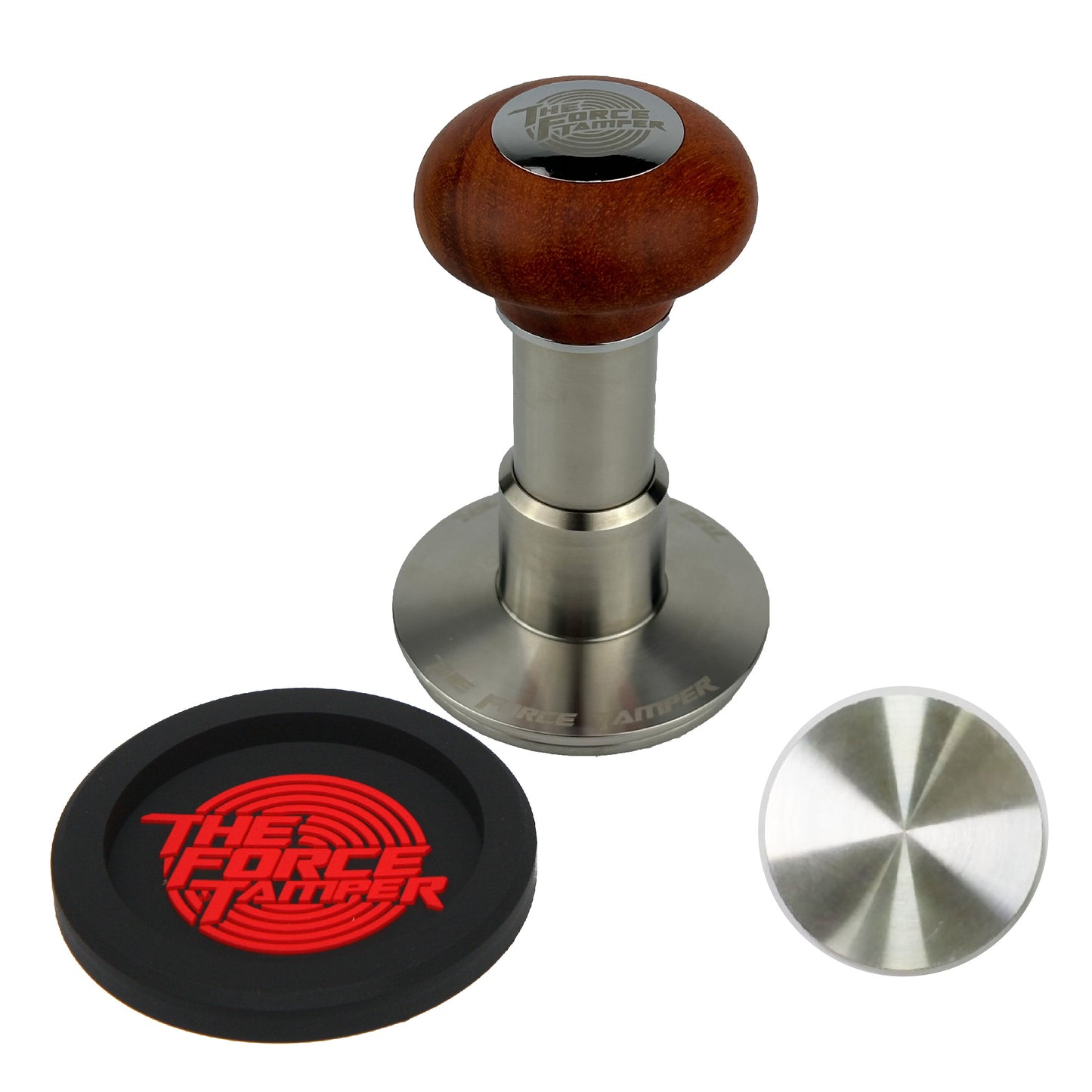 Automatic Impact-Adjustable Constant Pressure-Autoleveling Reddish Brown JellyFish Wooden Handle Coffee Tamper