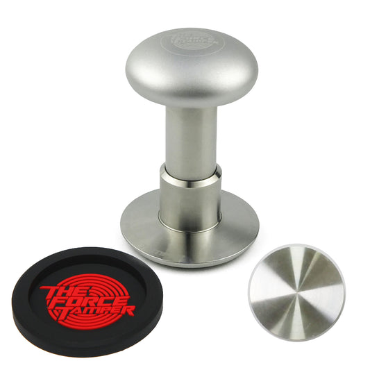 Automatic Impact-Adjustable Constant Pressure-Auto-leveling Silver Aluminum Matte Mushroom Handle Coffee Tamper