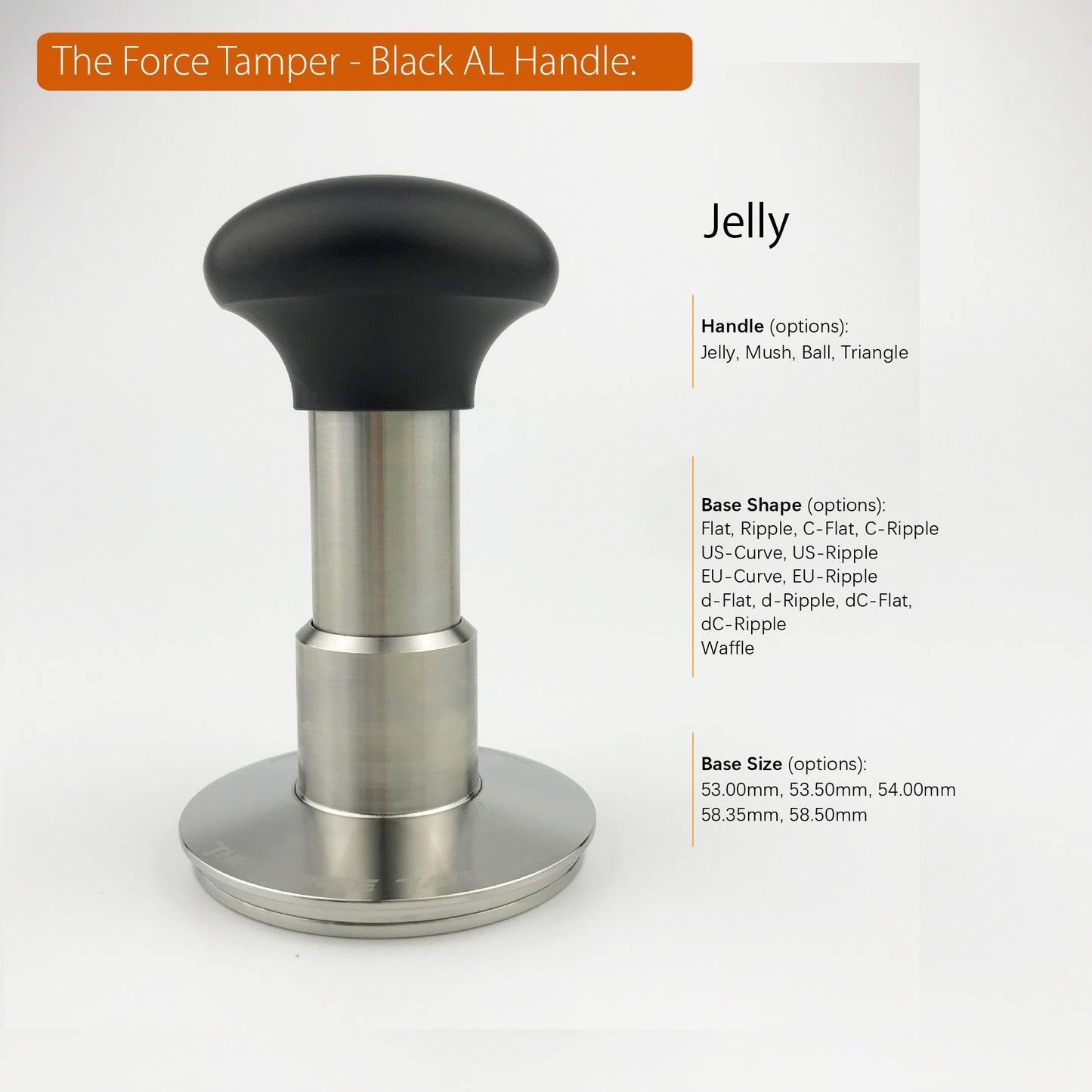 Automatic Impact-Adjustable Constant Pressure-Autoleveling Black Aluminum Matte Jellyfish Handle Coffee Tamper