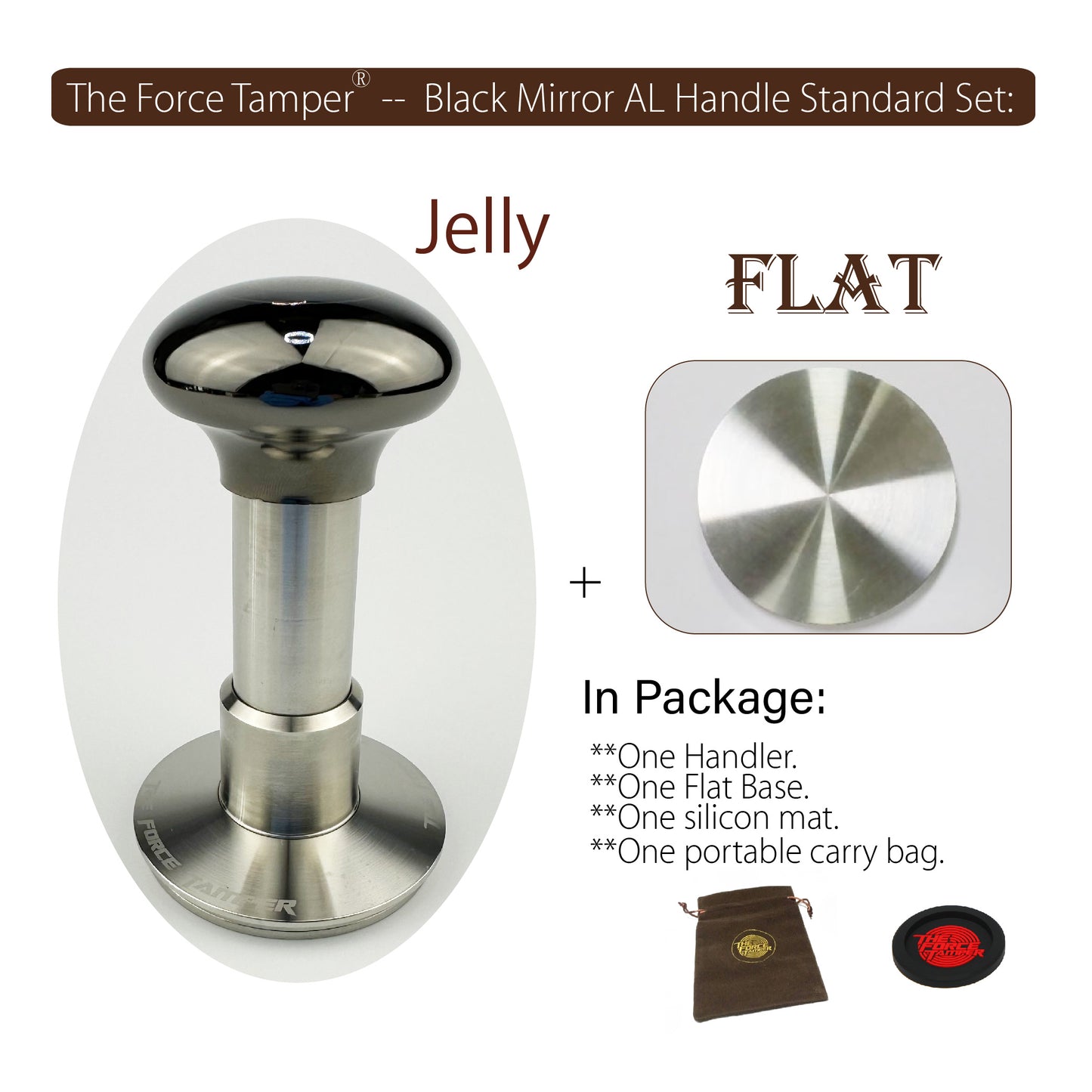 Automatic Impact-Adjustable Constant Pressure-Autoleveling Black Mirror Jellyfish AL Handle Coffee Tamper