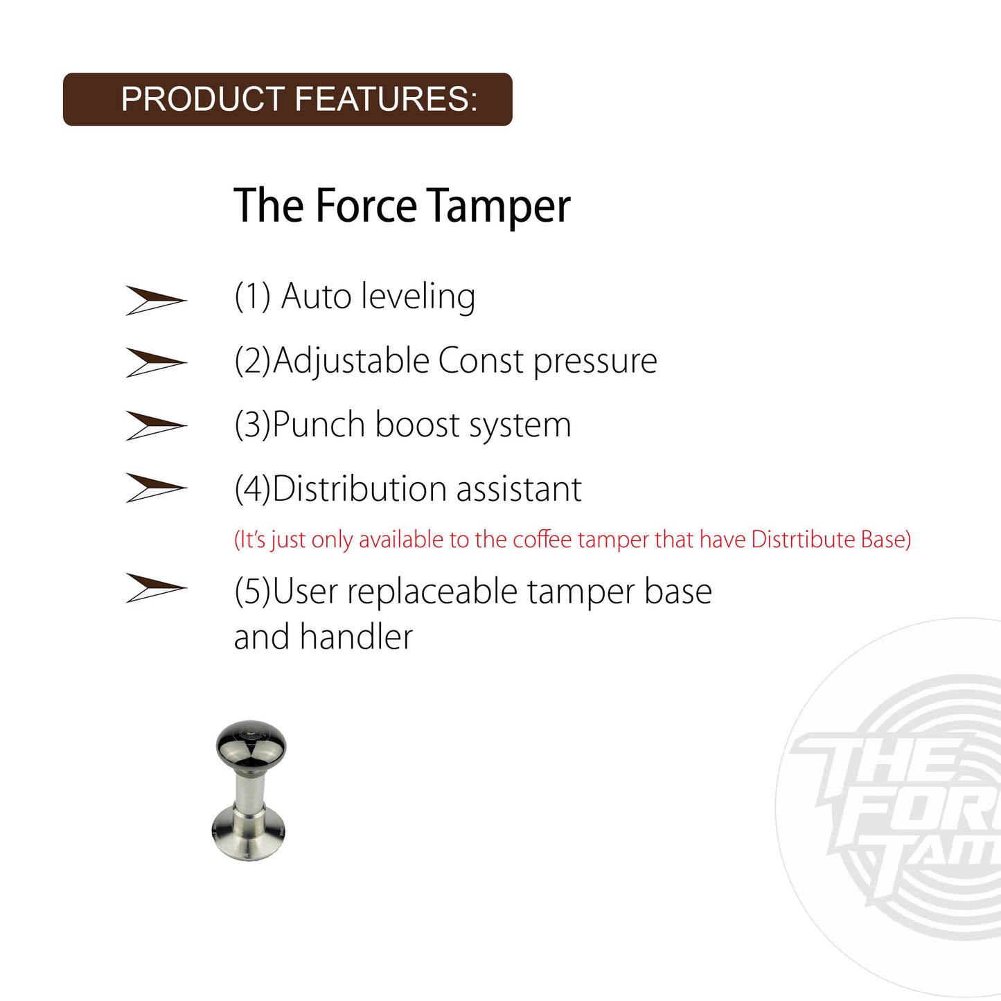 Automatic Impact-Adjustable Constant Pressure-Autoleveling Black Mirror Jellyfish AL Handle Coffee Tamper
