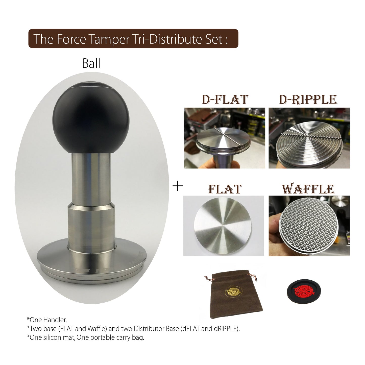 Automatic Impact-Adjustable Constant Pressure-Autoleveling Black Aluminum Matte Ball Handle Coffee Tamper