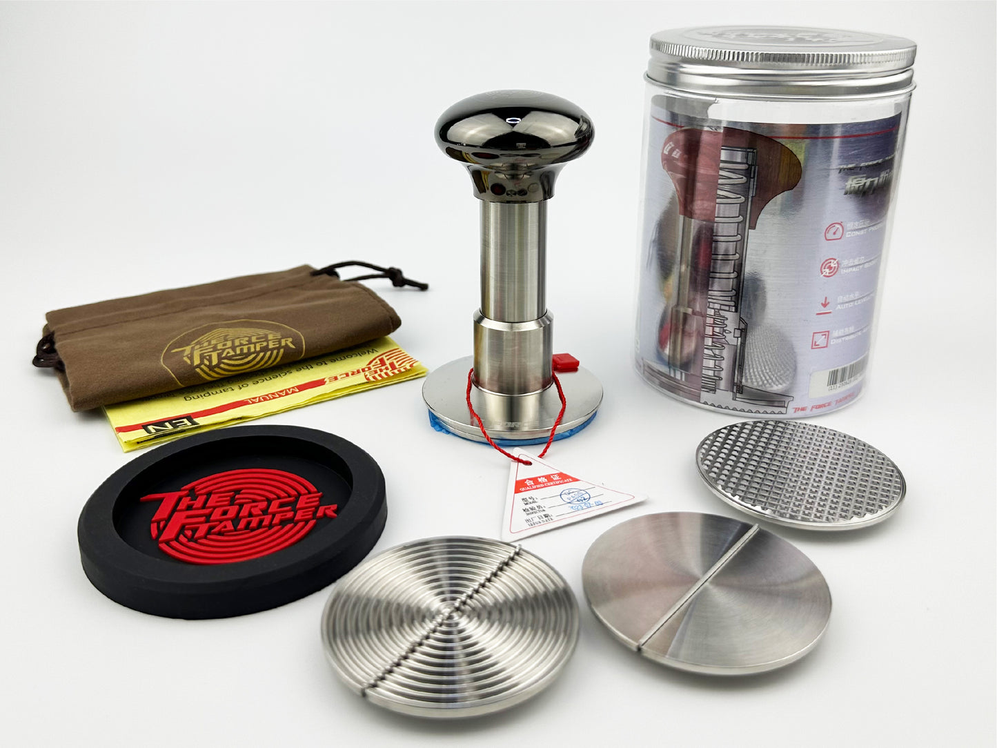 Automatic Impact-Adjustable Constant Pressure-Autoleveling Black Mirror Jellyfish AL Handle Coffee Tamper