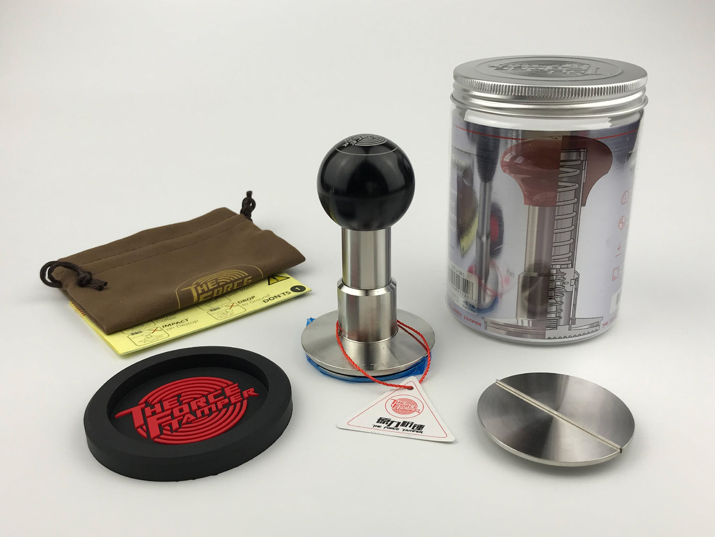 Automatic Impact-Adjustable Constant Pressure-Autoleveling Black Aluminum Matte Ball Handle Coffee Tamper