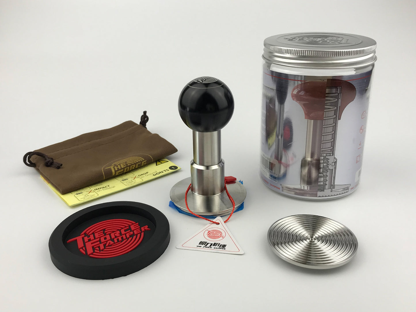 Automatic Impact-Adjustable Constant Pressure-Autoleveling Black Aluminum Matte Ball Handle Coffee Tamper