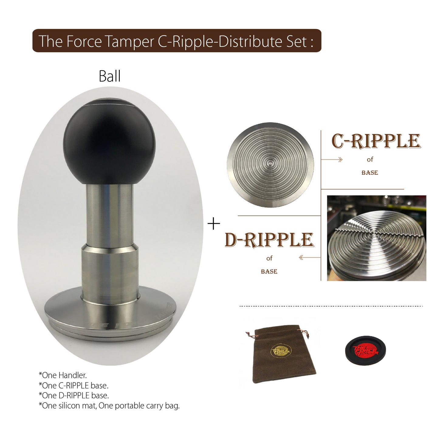 Automatic Impact-Adjustable Constant Pressure-Autoleveling Black Aluminum Matte Ball Handle Coffee Tamper