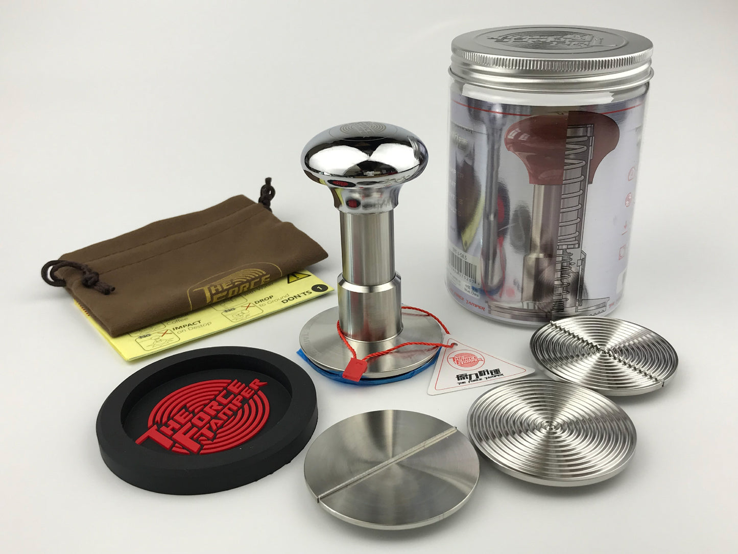 Automatic Impact-Adjustable Constant Pressure-Autoleveling Mirror Silver Jellyfish AL Handle Coffee Tamper