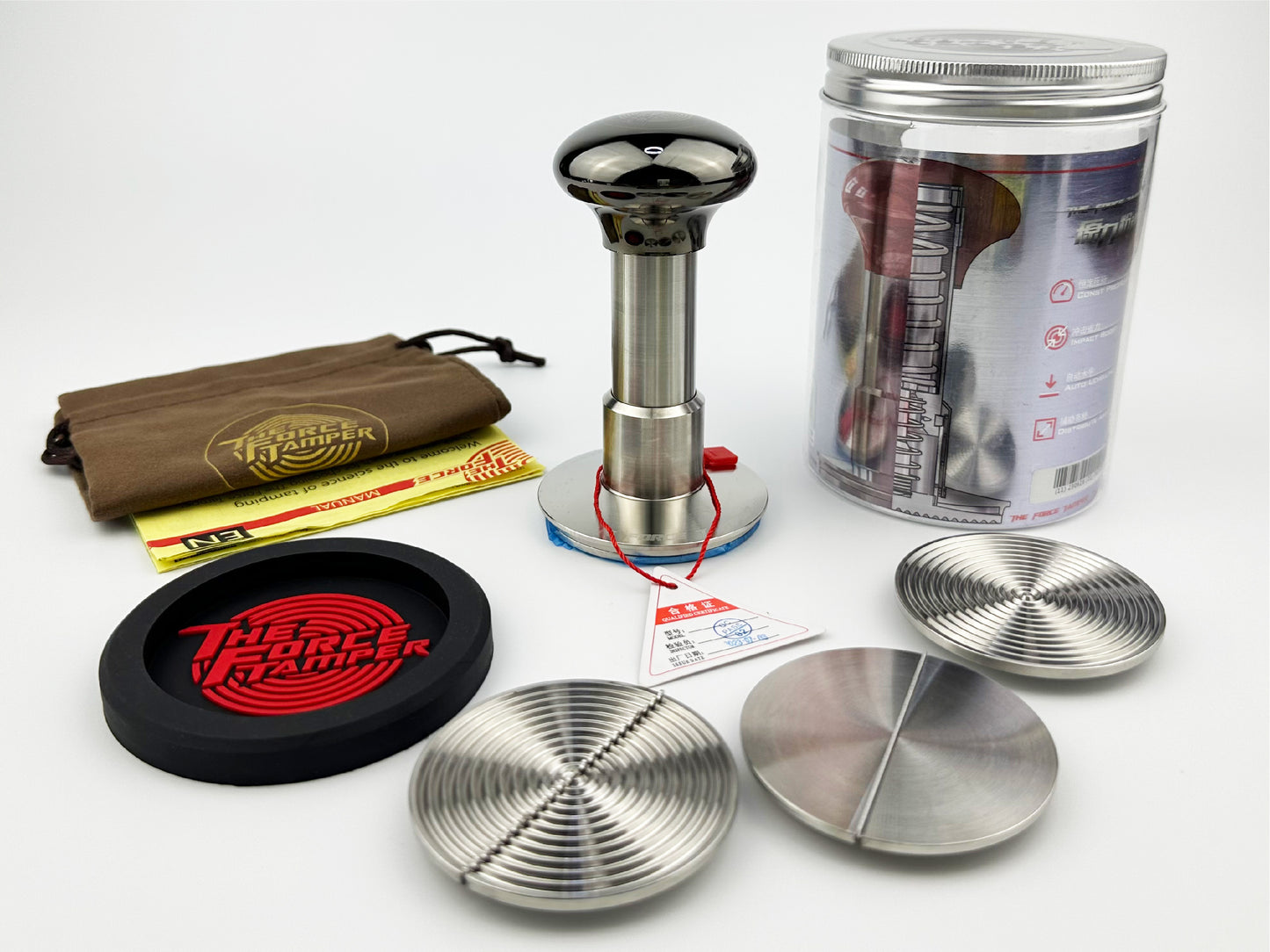 Automatic Impact-Adjustable Constant Pressure-Autoleveling Black Mirror Jellyfish AL Handle Coffee Tamper