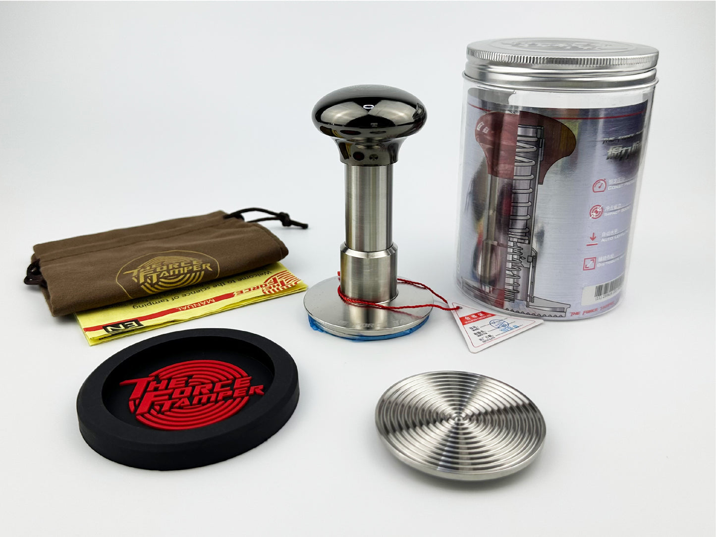 Automatic Impact-Adjustable Constant Pressure-Autoleveling Black Mirror Jellyfish AL Handle Coffee Tamper