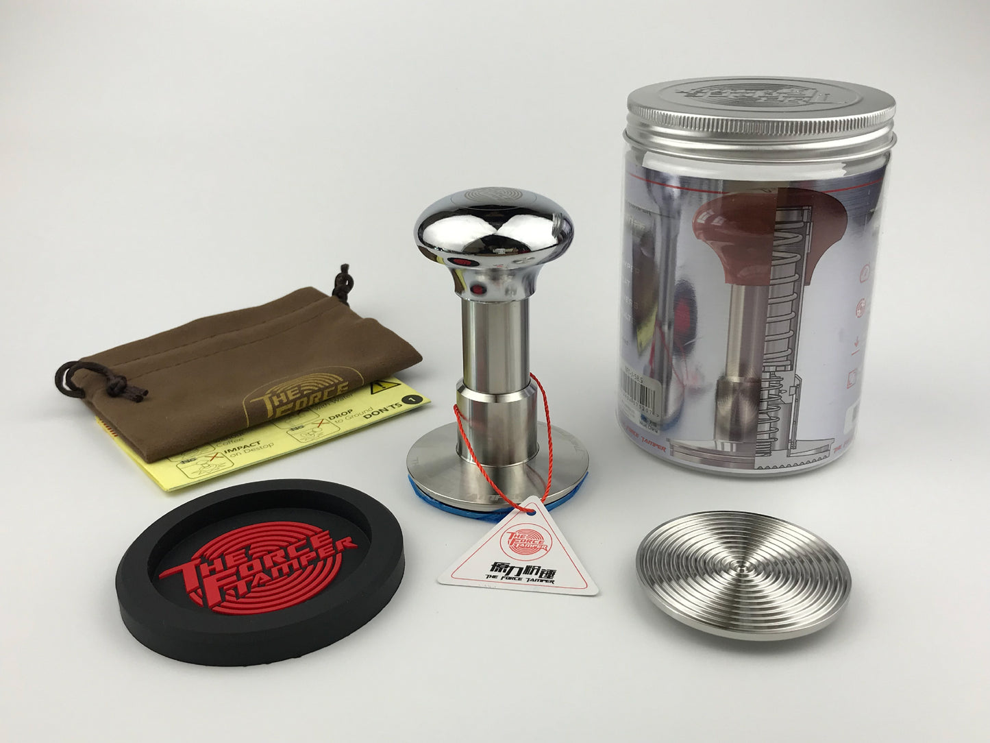 Automatic Impact-Adjustable Constant Pressure-Autoleveling Mirror Silver Jellyfish AL Handle Coffee Tamper