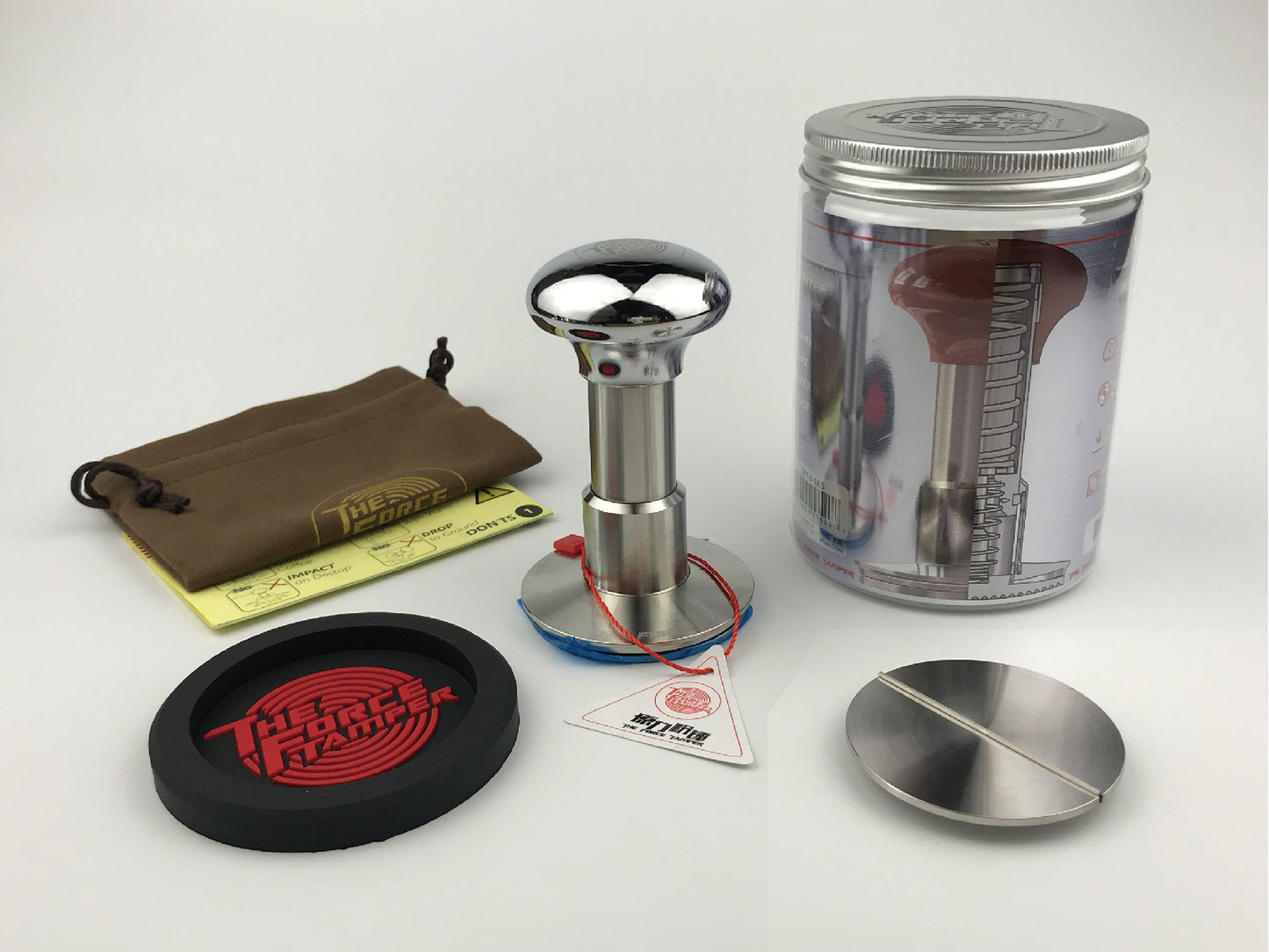 Automatic Impact-Adjustable Constant Pressure-Autoleveling Mirror Silver Jellyfish AL Handle Coffee Tamper