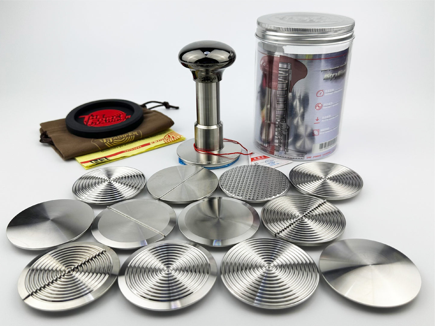 Automatic Impact-Adjustable Constant Pressure-Autoleveling Black Mirror Jellyfish AL Handle Coffee Tamper