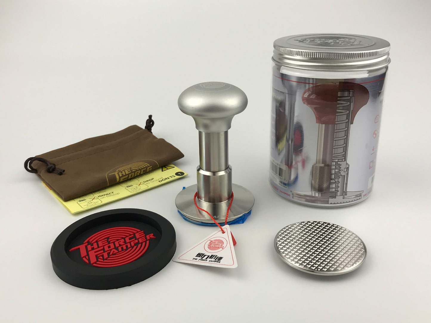 Automatic Impact-Adjustable Constant Pressure-Autoleveling Matte Silver Jellyfish AL Handle Coffee Tamper