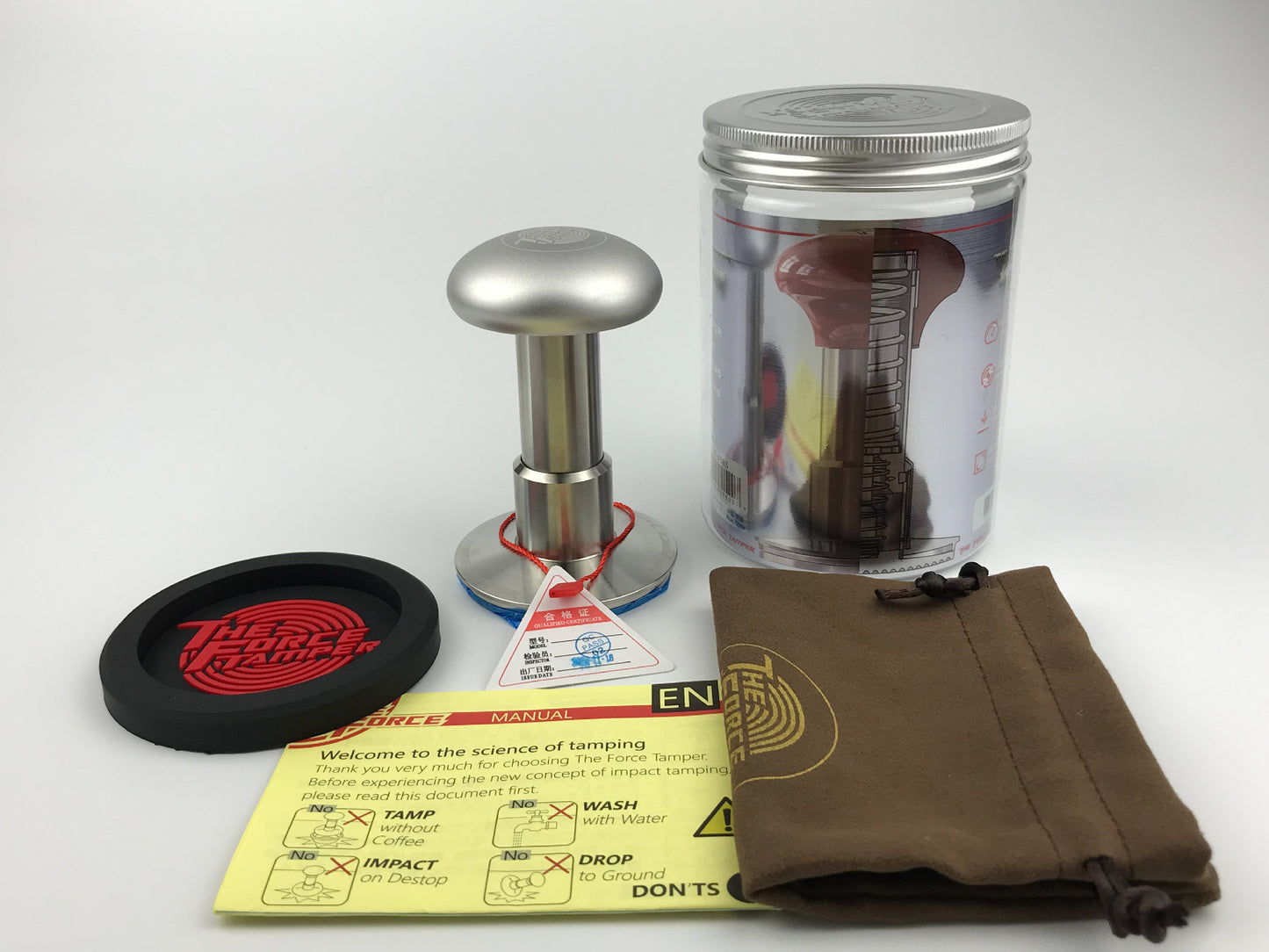 Automatic Impact-Adjustable Constant Pressure-Auto-leveling Silver Aluminum Matte Mushroom Handle Coffee Tamper