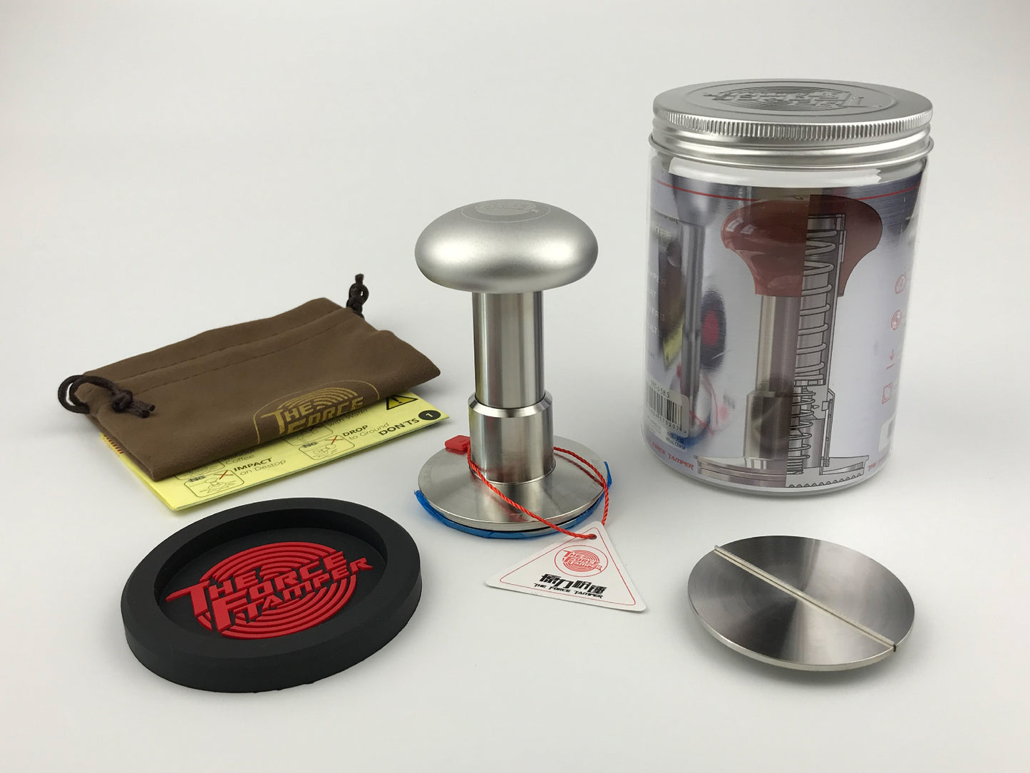 Automatic Impact-Adjustable Constant Pressure-Auto-leveling Silver Aluminum Matte Mushroom Handle Coffee Tamper