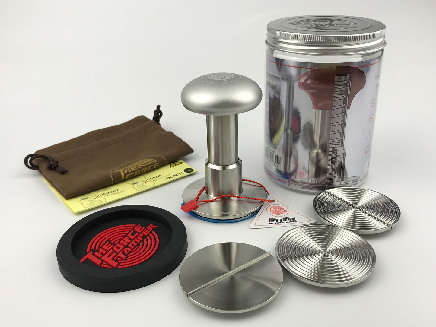 Automatic Impact-Adjustable Constant Pressure-Auto-leveling Silver Aluminum Matte Mushroom Handle Coffee Tamper