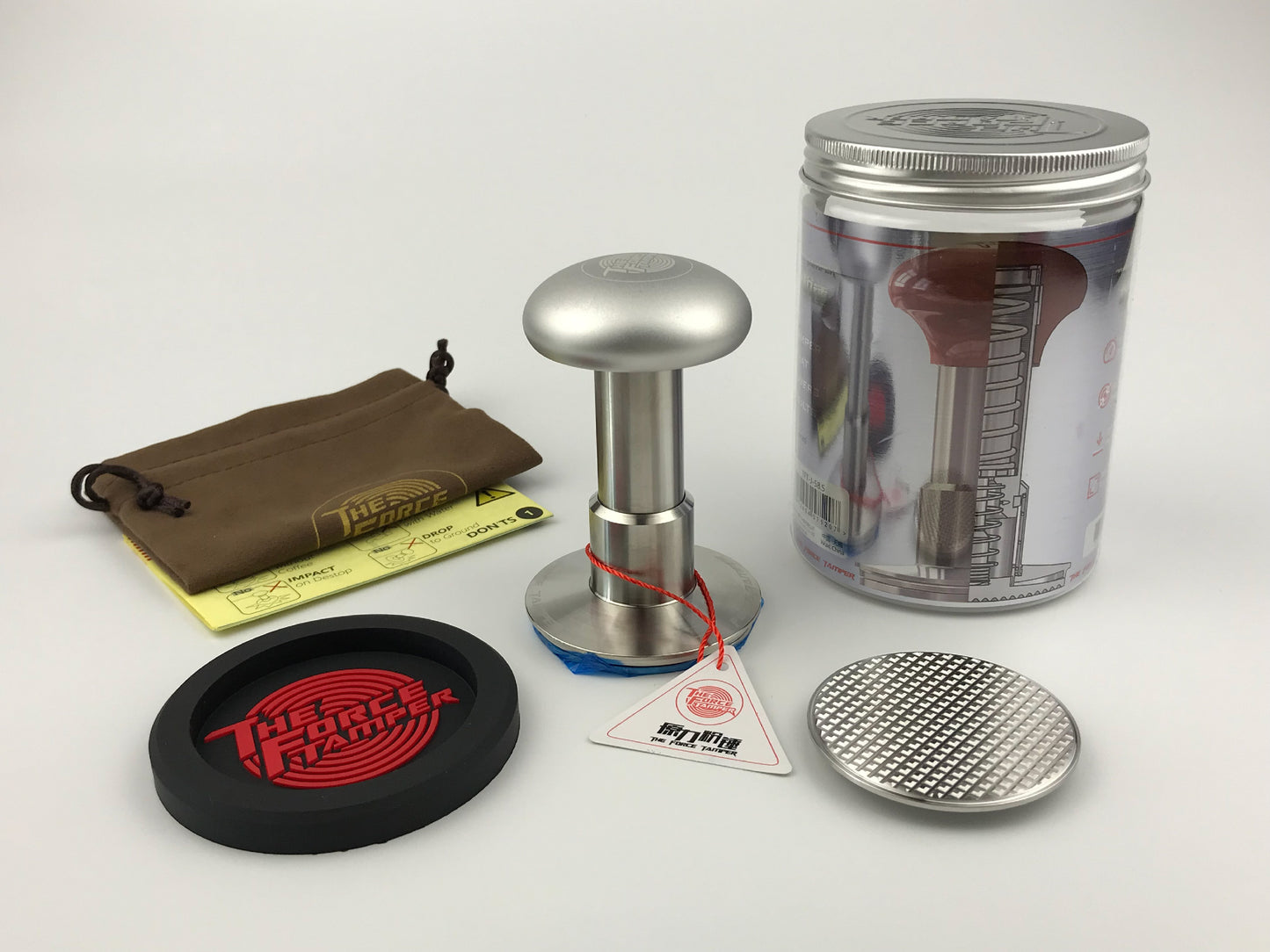Automatic Impact-Adjustable Constant Pressure-Auto-leveling Silver Aluminum Matte Mushroom Handle Coffee Tamper