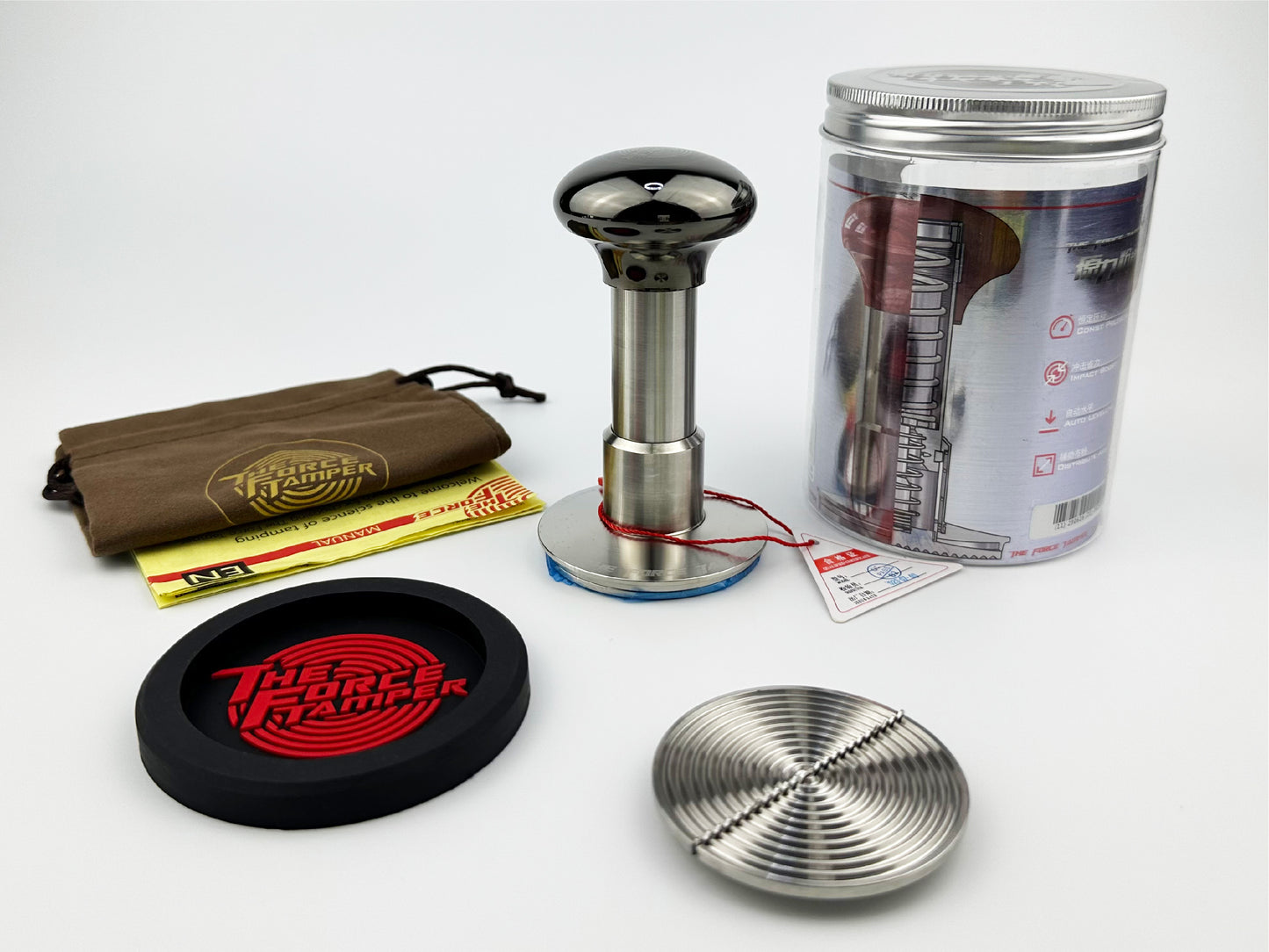 Automatic Impact-Adjustable Constant Pressure-Autoleveling Black Mirror Jellyfish AL Handle Coffee Tamper