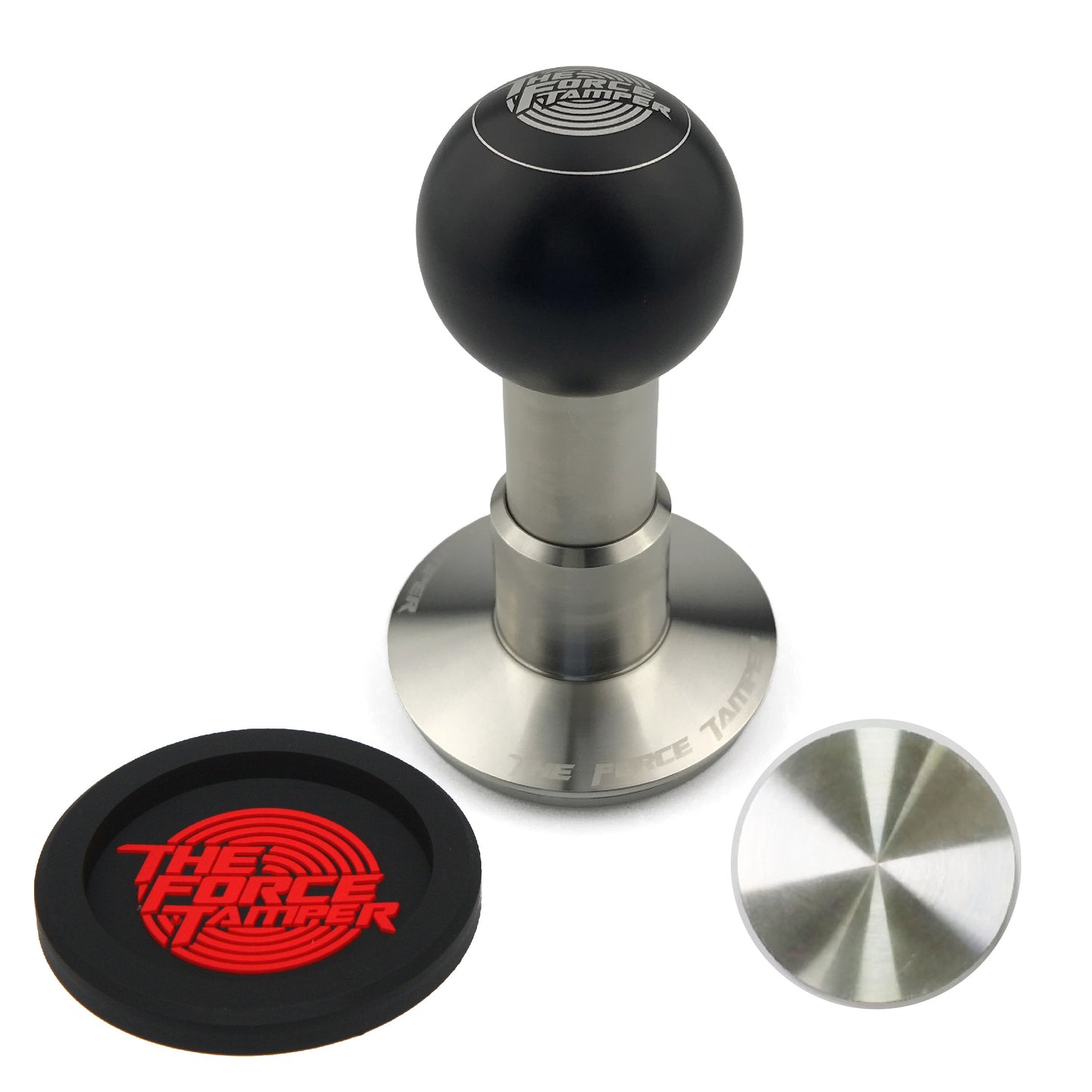 Automatic Impact-Adjustable Constant Pressure-Autoleveling Black Aluminum Matte Ball Handle Coffee Tamper