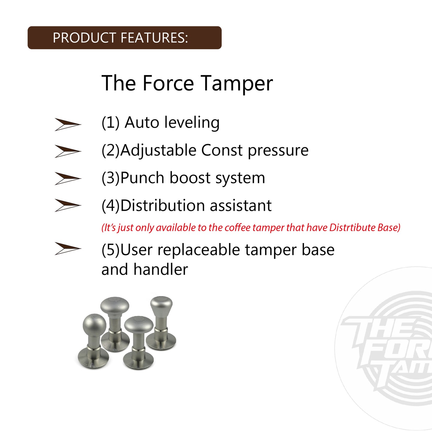 Automatic Impact-Adjustable Constant Pressure-Autoleveling Matte Silver Jellyfish AL Handle Coffee Tamper