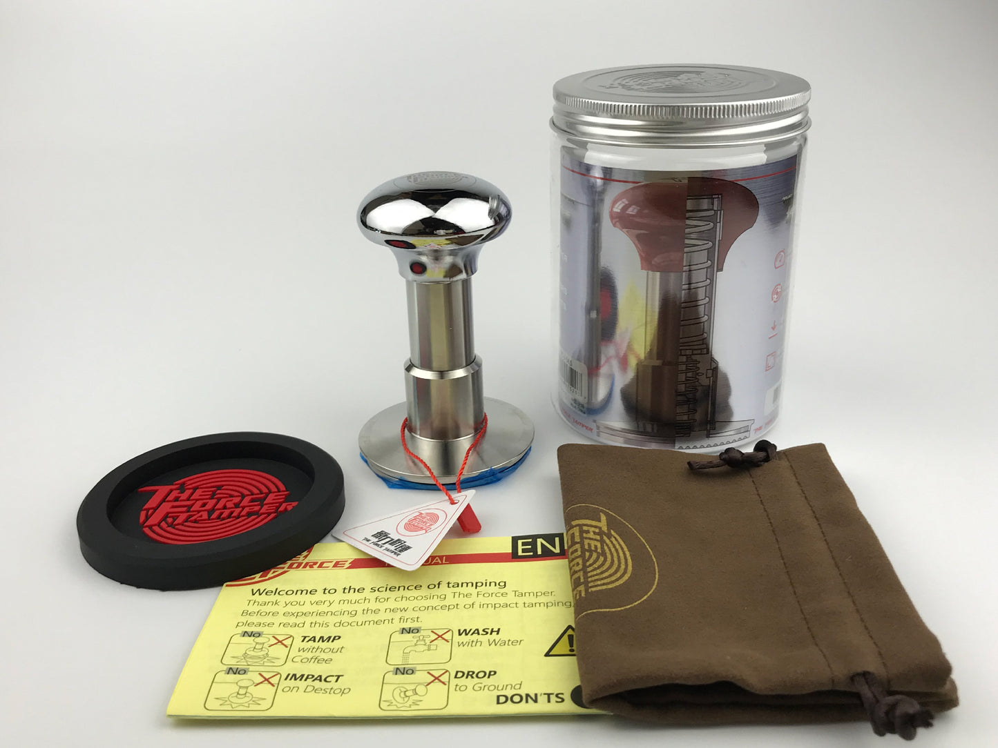 Automatic Impact-Adjustable Constant Pressure-Autoleveling Mirror Silver Jellyfish AL Handle Coffee Tamper
