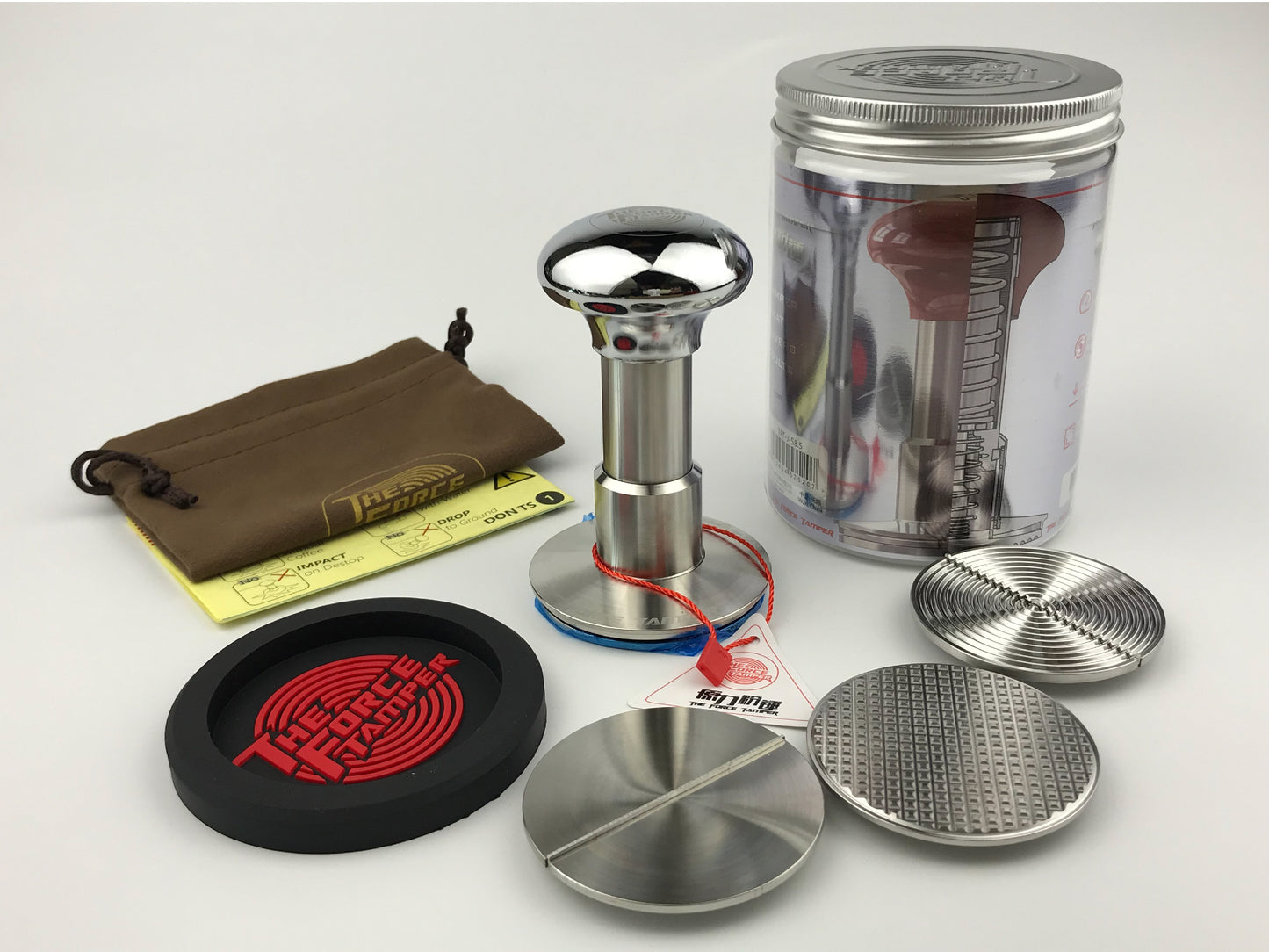Automatic Impact-Adjustable Constant Pressure-Autoleveling Mirror Silver Jellyfish AL Handle Coffee Tamper