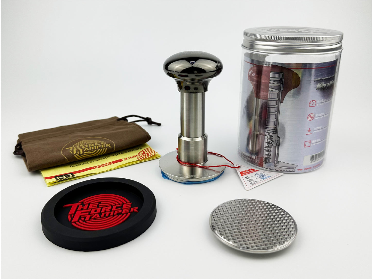 Automatic Impact-Adjustable Constant Pressure-Autoleveling Black Mirror Jellyfish AL Handle Coffee Tamper